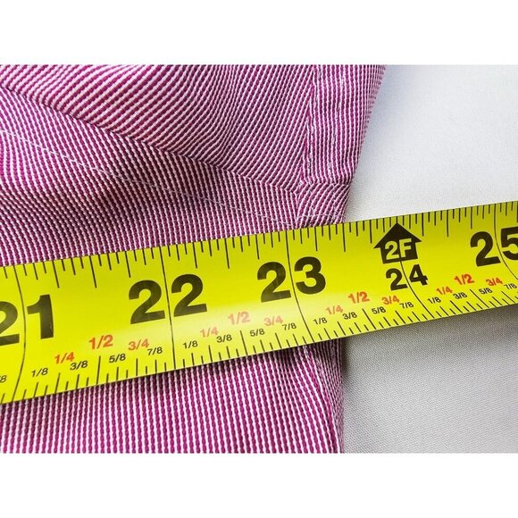 Calvin Klein Steel + Slim Fit Stretch Non Iron Size 16.5 34-35 L Red White Strip - Picture 2 of 11